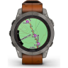 Часы GARMIN FENIX 7 PRO – SAPPHIRE SOLAR EDITION TITANIUM WITH CHESTNUT LEATHER BAND 010-02777-30